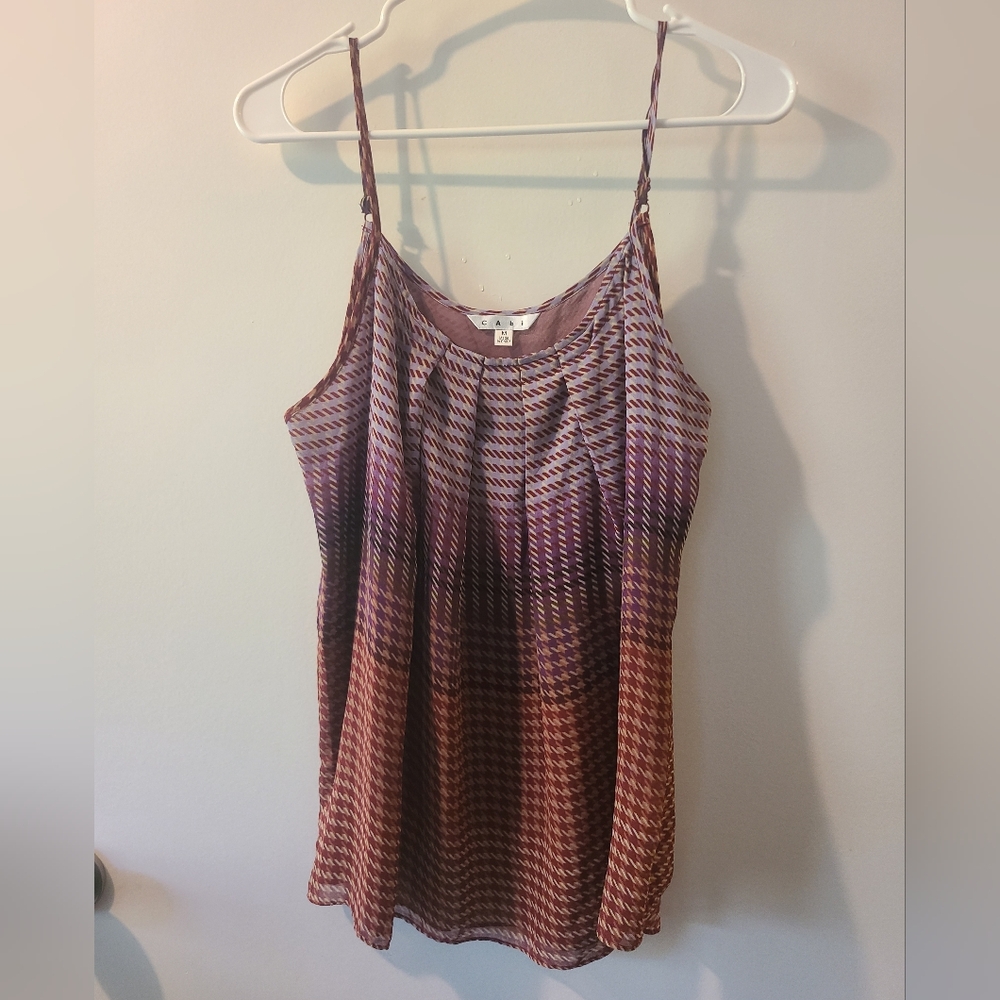 CAbi Purple and Brown Houndstooth Camisole